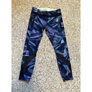 Lululemon Multicolor Print Leggings Sz8 Ankle, Two Zip Pockets, Waist Pocket